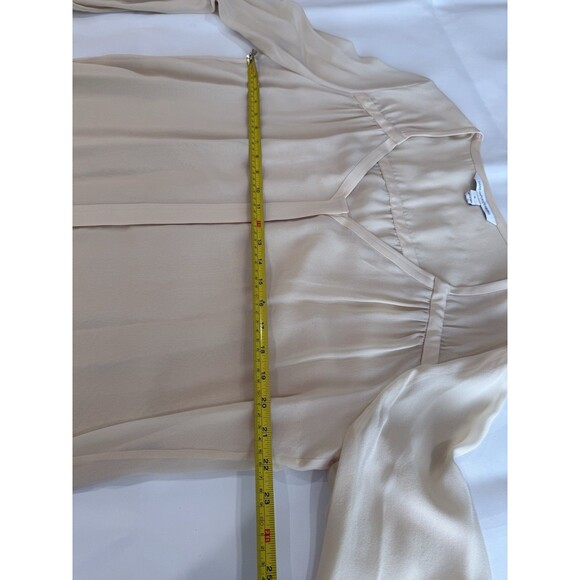 Diane Von Furstenberg Blouse Top Beige Nude Long Sleeve 100% Silk Sz 14 - Picture 7 of 9